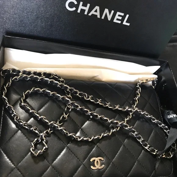 Authentic Chanel Wallet with Added Chain - Comes with Box and Card - Picture 2 of 16